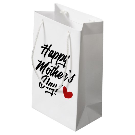 Simple Happy Moederdag Calligraphy | Gift Bag Klein Cadeauzakje (Achterkant Gekanteld)