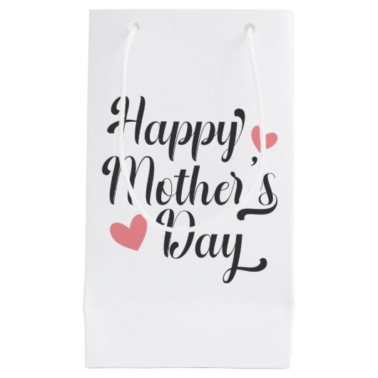 Simple Happy Moederdag Calligraphy | Gift Bag Klein Cadeauzakje (Voorkant)