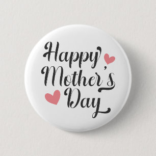 Simple Happy Moederdag Calligraphy Pin-Button Ronde Button 5,7 Cm
