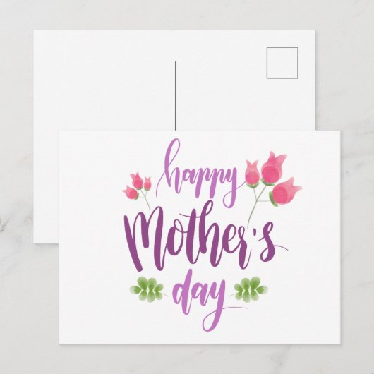 Simple Happy Moederdag Floral | BRIEFKAART (Voorkant / Achterkant)