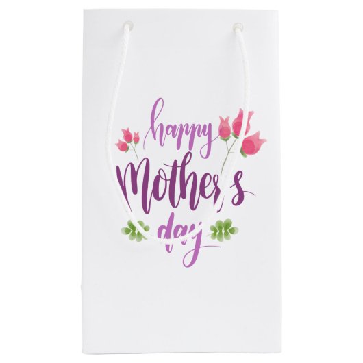 Simple Happy Moederdag Floral | Gift Bag Klein Cadeauzakje (Achterkant)