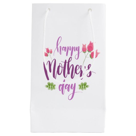 Simple Happy Moederdag Floral | Gift Bag Klein Cadeauzakje (Voorkant)