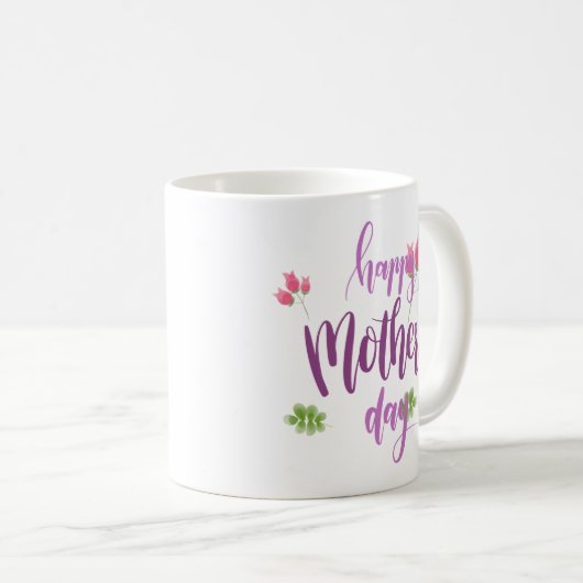 Simple Happy Moederdag Floral | Koffie-Mok Koffiemok (Voorkant rechts)