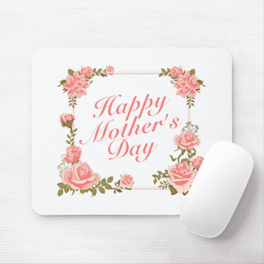 Simple Happy Moederdag Floral Lijst Mousepad Muismat (Met muis)