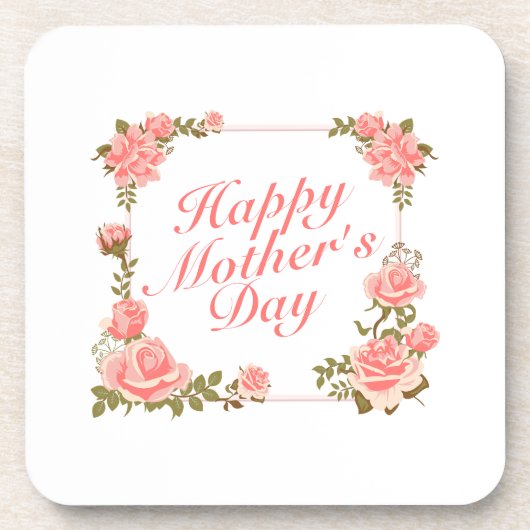 Simple Happy Moederdag Floral Lijst Onderzetter (Voorkant)