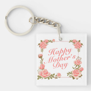 Simple Happy Moederdag Floral Lijst Sleutelhanger