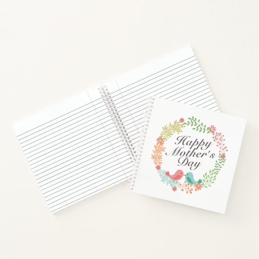 Simple Happy Moederdag Floral Wreate Notitieboek (Binnen)