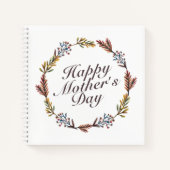 Simple Happy Moederdag Floral Wreate Notitieboek (Voorkant)