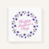 Simple Happy Moederdag Floral Wreate Notitieboek (Voorkant)