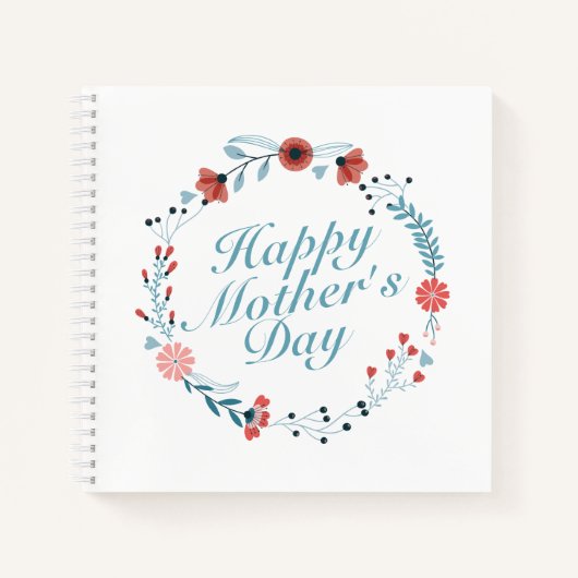 Simple Happy Moederdag Floral Wreate Notitieboek (Voorkant)