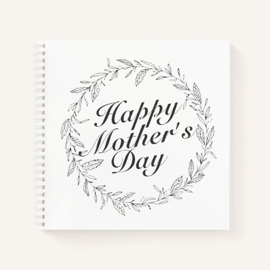 Simple Happy Moederdag Floral Wreate Notitieboek (Voorkant)