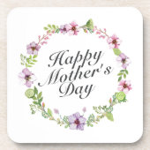 Simple Happy Moederdag Floral Wreate Onderzetter (Voorkant)
