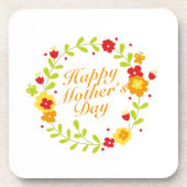 Simple Happy Moederdag Floral Wreate Onderzetter (Voorkant)