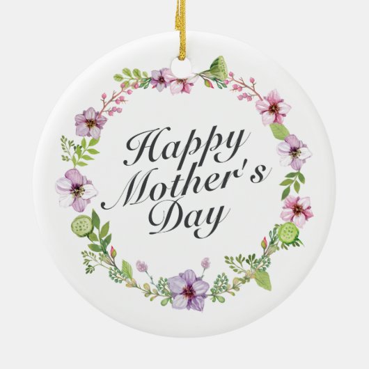 Simple Happy Moederdag Floral Wreate Ornament (Achterkant)
