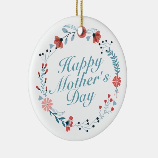 Simple Happy Moederdag Floral Wreate Ornament (Rechts)