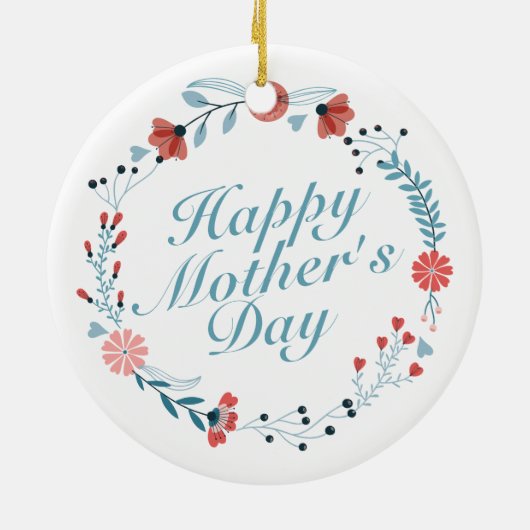 Simple Happy Moederdag Floral Wreate Ornament (Achterkant)