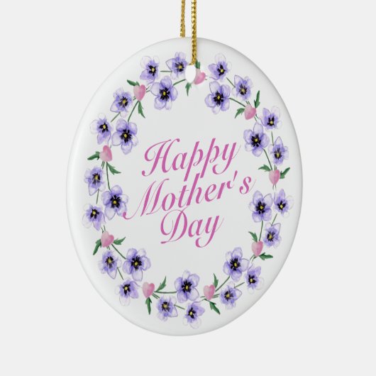 Simple Happy Moederdag Floral Wreate Ornament (Rechts)