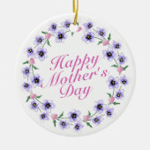 Simple Happy Moederdag Floral Wreate Ornament (Voorkant)