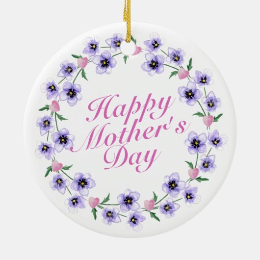 Simple Happy Moederdag Floral Wreate Ornament (Achterkant)