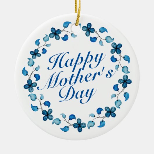 Simple Happy Moederdag Floral Wreate Ornament (Voorkant)