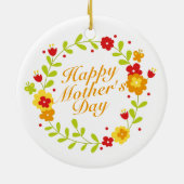 Simple Happy Moederdag Floral Wreate Ornament (Achterkant)