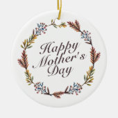 Simple Happy Moederdag Floral Wreate Ornament (Voorkant)