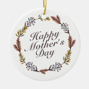 Simple Happy Moederdag Floral Wreate Ornament