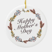 Simple Happy Moederdag Floral Wreate Ornament (Achterkant)