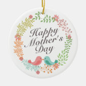 Simple Happy Moederdag Floral Wreate Ornament (Voorkant)