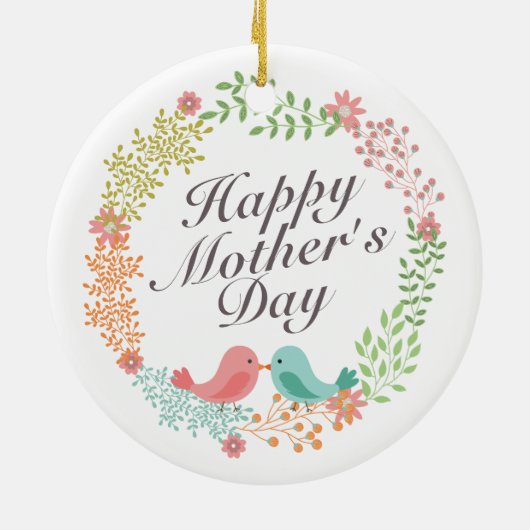 Simple Happy Moederdag Floral Wreate Ornament (Achterkant)