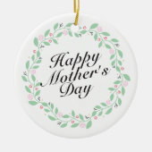 Simple Happy Moederdag Floral Wreate Ornament (Voorkant)
