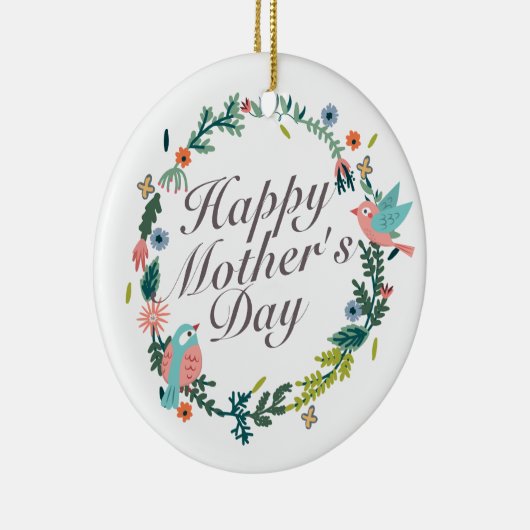 Simple Happy Moederdag Floral Wreate Ornament (Rechts)