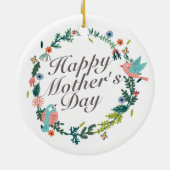 Simple Happy Moederdag Floral Wreate Ornament (Achterkant)