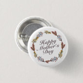 Simple Happy Moederdag Floral Wreath Button (Voorkant /achterkant)
