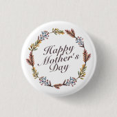 Simple Happy Moederdag Floral Wreath Button (Voorkant)