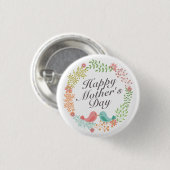 Simple Happy Moederdag Floral Wreath Button (Voorkant /achterkant)