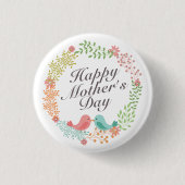 Simple Happy Moederdag Floral Wreath Button (Voorkant)