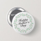 Simple Happy Moederdag Floral Wreath Button (Voorkant /achterkant)