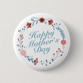 Simple Happy Moederdag Floral Wreath Button (Voorkant)