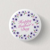 Simple Happy Moederdag Floral Wreath Button (Voorkant)
