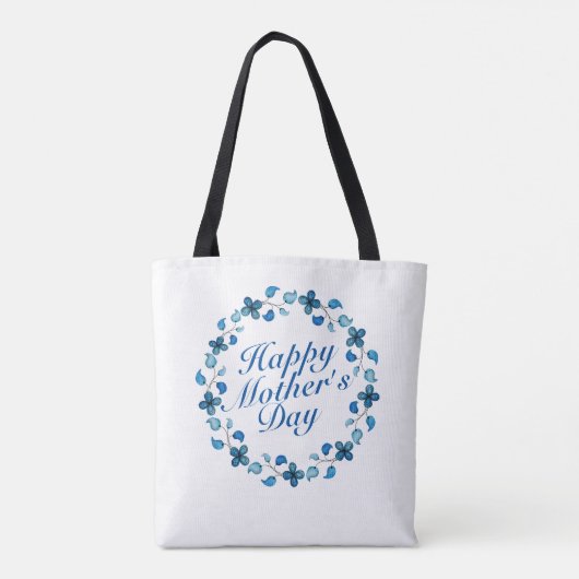 Simple Happy Moederdag Floral Wreath Canvas tas (Achterkant)