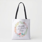 Simple Happy Moederdag Floral Wreath Canvas tas (Voorkant)