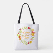 Simple Happy Moederdag Floral Wreath Canvas tas (Achterkant)
