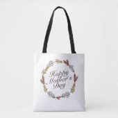 Simple Happy Moederdag Floral Wreath Canvas tas (Voorkant)