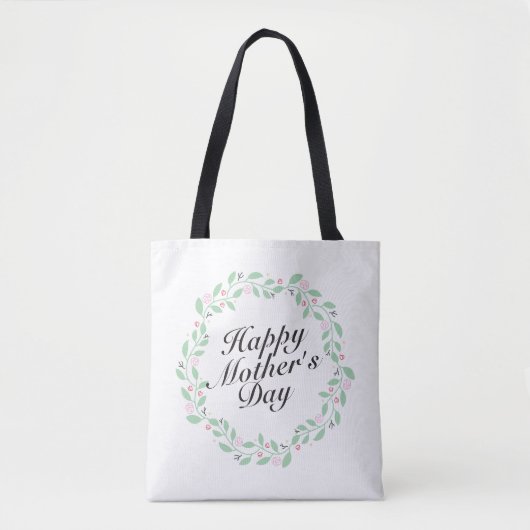 Simple Happy Moederdag Floral Wreath Canvas tas (Voorkant)
