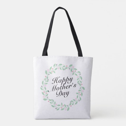 Simple Happy Moederdag Floral Wreath Canvas tas (Achterkant)