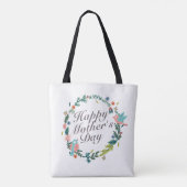 Simple Happy Moederdag Floral Wreath Canvas tas (Achterkant)