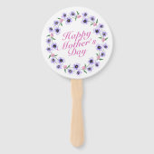 Simple Happy Moederdag Floral Wreath Hand Fan Handwaaier (Voorkant)