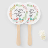 Simple Happy Moederdag Floral Wreath Hand Fan Handwaaier (Voorkant en achterkant)