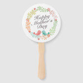 Simple Happy Moederdag Floral Wreath Hand Fan Handwaaier (Voorkant)